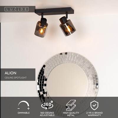 Lucide ALION - Ceiling spotlight - 2xE14 - Black